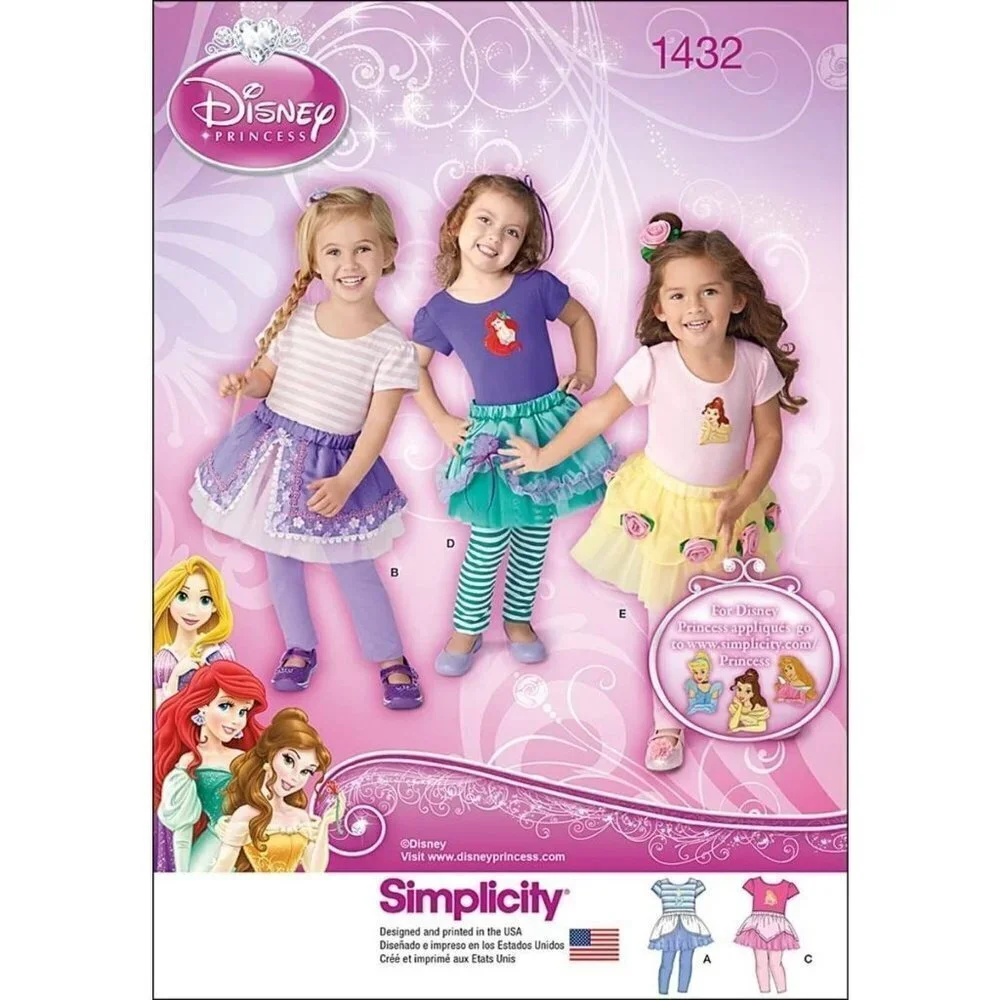 Simplicity Sewing Pattern 1432 Tutus and Knit Top and‎ Capri Leggings Size 1/2-4